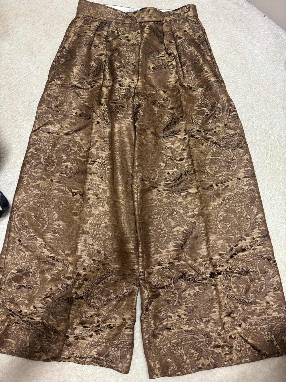 MaxMara Metallic Brown Brocade Trousers